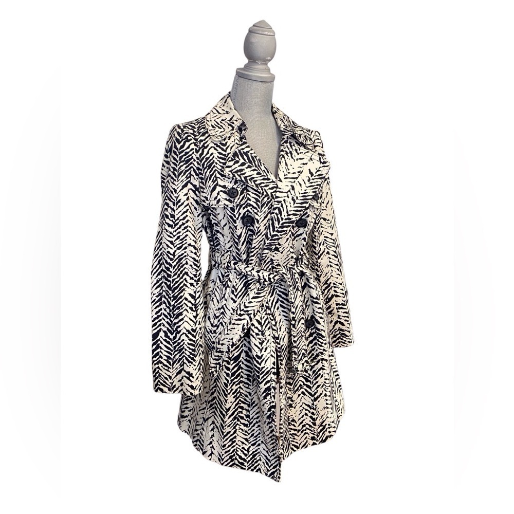 The Limited Black & White Double Breasted Trench Coat Size Small